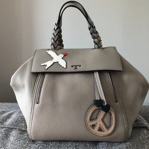 Tory Burch Peace embellished half moon satchel EUC